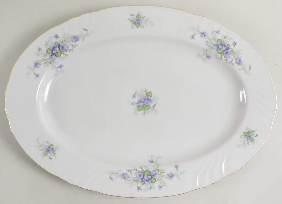 Violets (Older, No Gold Inner Range) 16" Oval Serving Platter by Johann Haviland-1