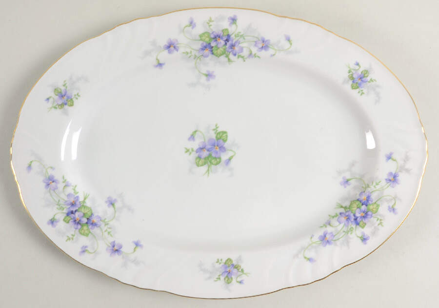 Violets (Older, No Gold Inner Range) 13" Oval Serving Platter by Johann Haviland-1