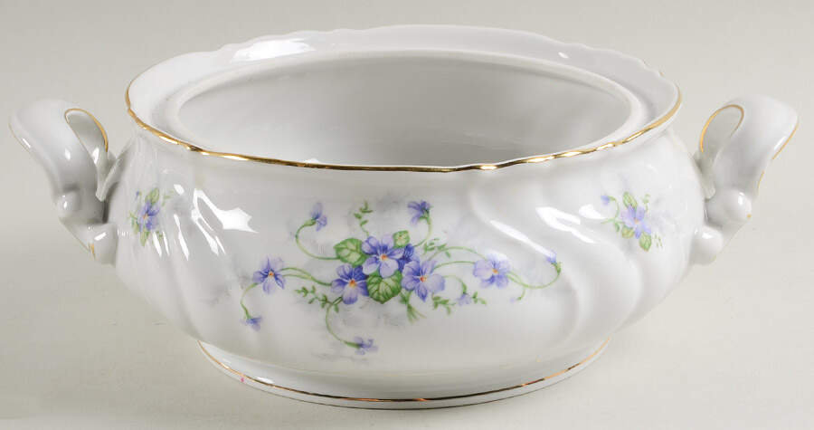 Violets (Older, No Gold Inner Range) Round Vegetable No Lid by Johann Haviland-1