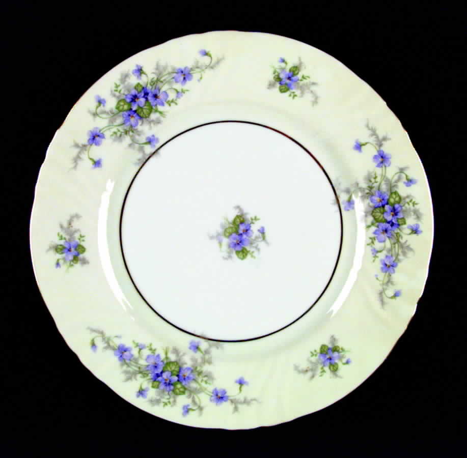 Violets(Newer, Gold Inner Ring, Cream Rim) Dinner Plate by Johann Haviland-1