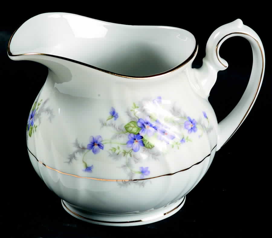 Violets(Newer, Gold Inner Ring, Cream Rim) Creamer by Johann Haviland-1
