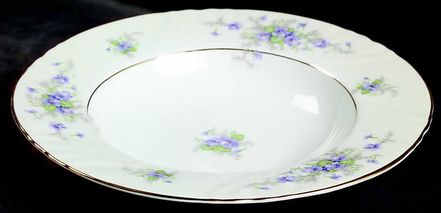 Violets(Newer, Gold Inner Ring, Cream Rim) Rim Soup Bowl by Johann Haviland-1