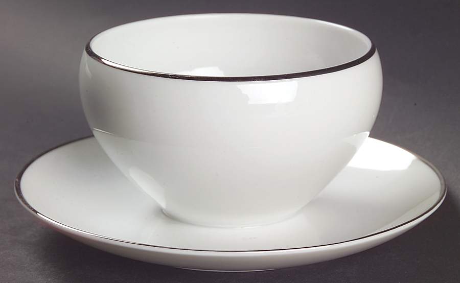 Wedding Ring Round Gravy Boat/Attached Underplate by Johann Haviland-1