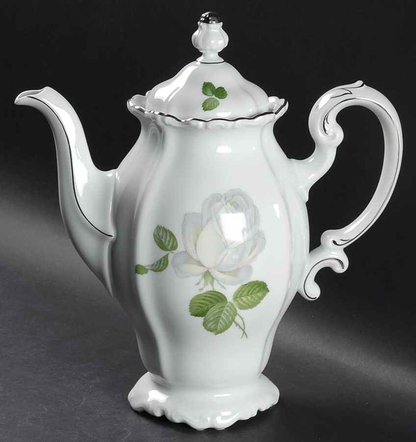 White Rose Coffee Pot & Lid by Johann Haviland-1