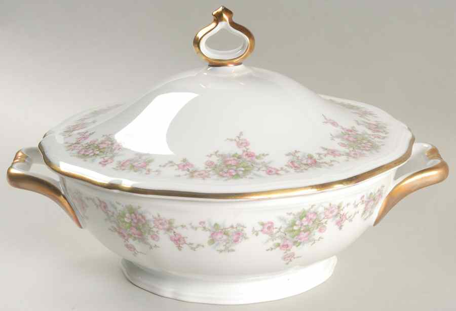 Wild Rose (1-8" Gold Trim) Round Covered Vegetable by Johann Haviland-1