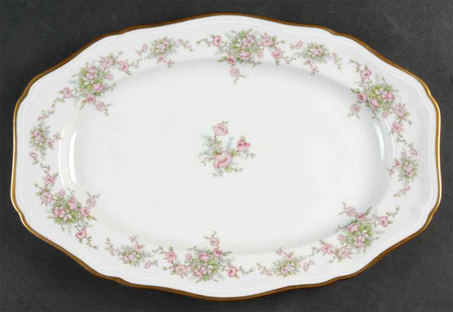 Wild Rose (1-8" Gold Trim) 13" Oval Serving Platter by Johann Haviland-1