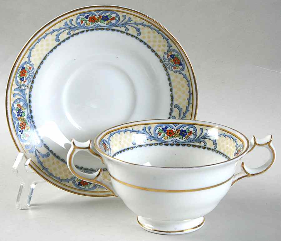 Jewel, The Footed Bouillon Cup & Saucer by George Jones & Sons-1