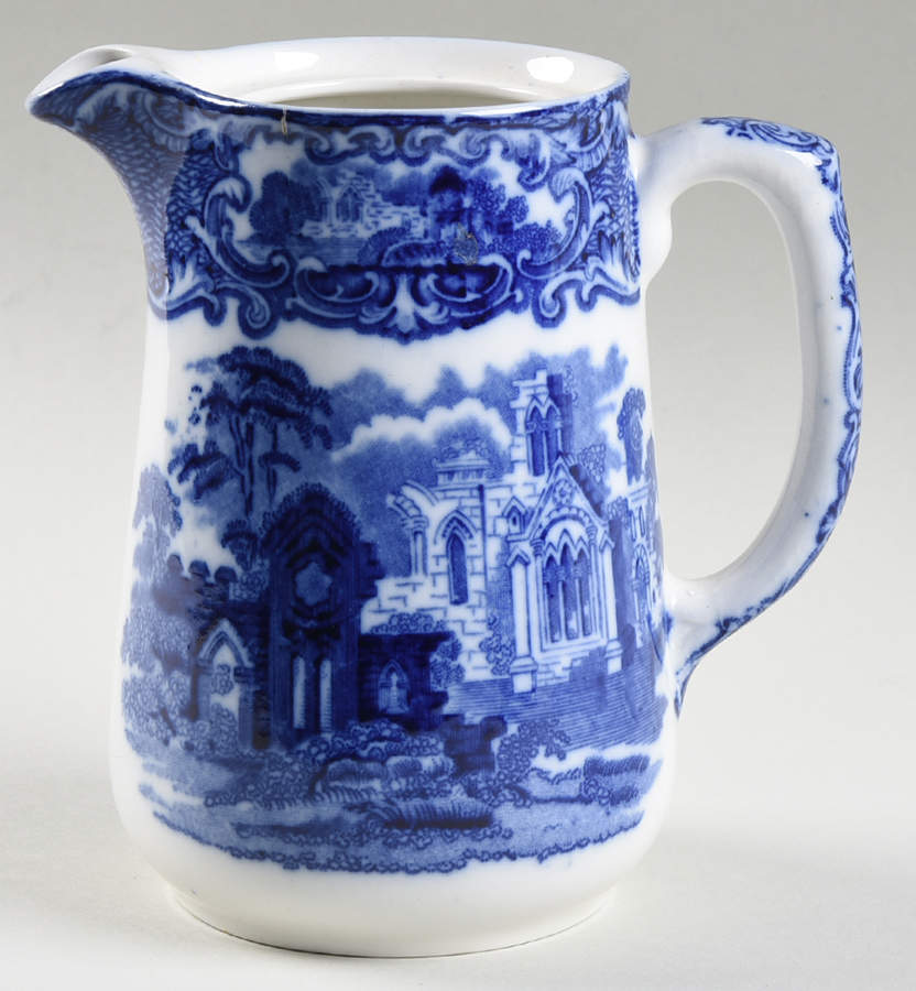 Abbey (Transferware, Scalloped) Large Syrup No Lid by George Jones & Sons-1