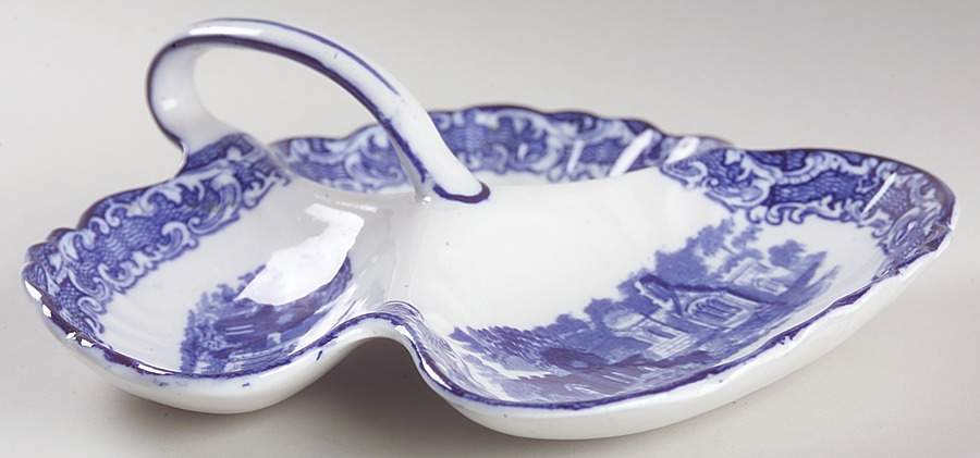 Abbey (Transferware, Scalloped) 3-Part Relish by George Jones & Sons-1