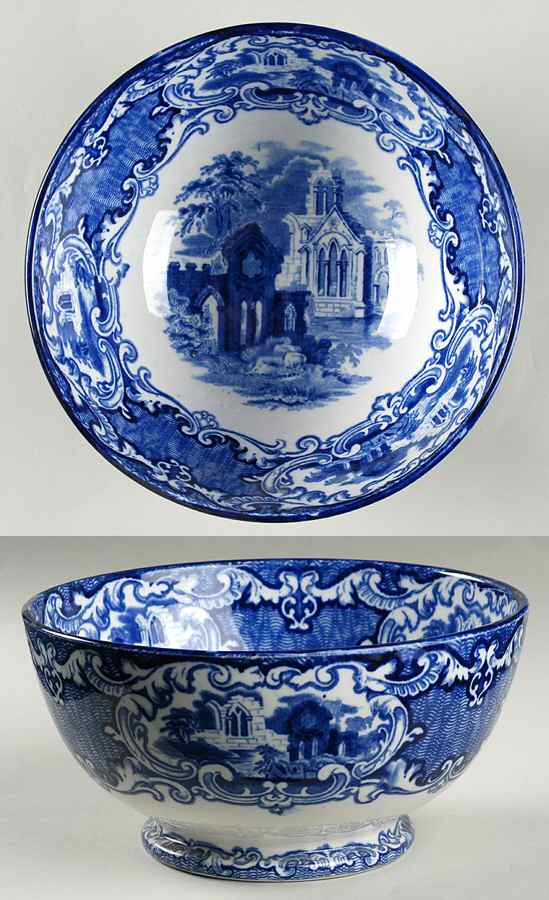 Abbey (Transferware, Scalloped) 8" Round Vegetable Bowl by George Jones & Sons-1