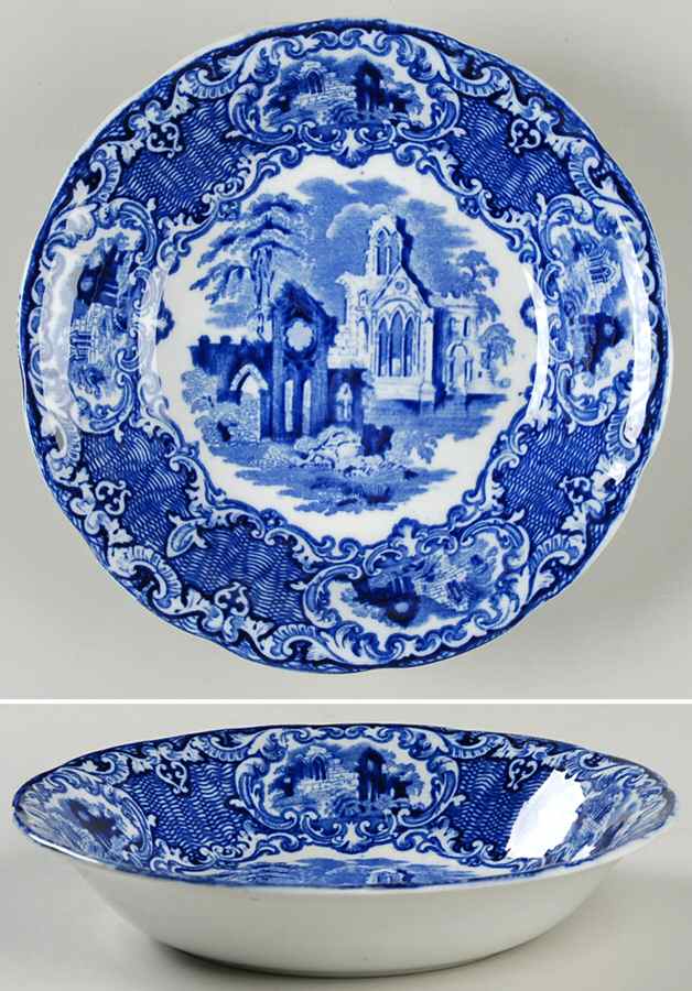 Abbey (Transferware, Scalloped) Coupe Soup Bowl by George Jones & Sons-1