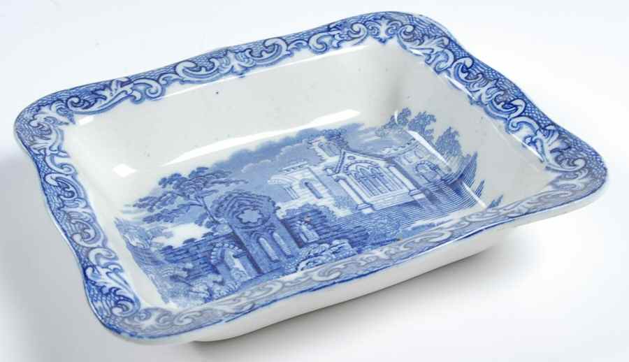 Abbey (Transferware, Scalloped) Large Rectangular Shredded Wheat Dish by George Jones & Sons-1