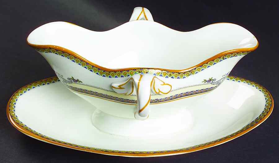 The Alhambra Gravy Boat with Attached Underplate by George Jones & Sons-1