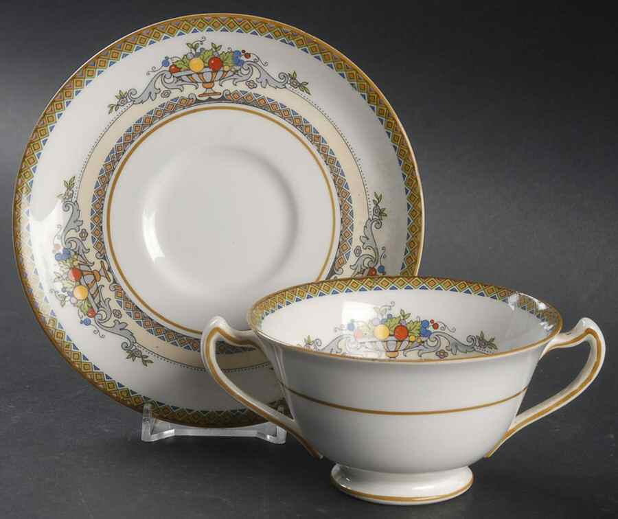 The Alhambra Footed Bouillon Cup & Saucer by George Jones & Sons-1