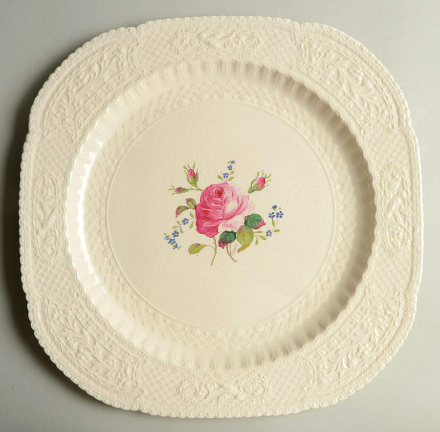 Birbeck Rose Pink 12" Square Serving Platter by George Jones & Sons-1