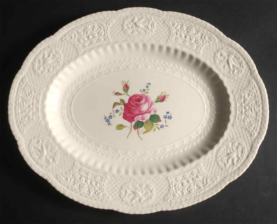 Birbeck Rose Pink 16" Oval Serving Platter by George Jones & Sons-1