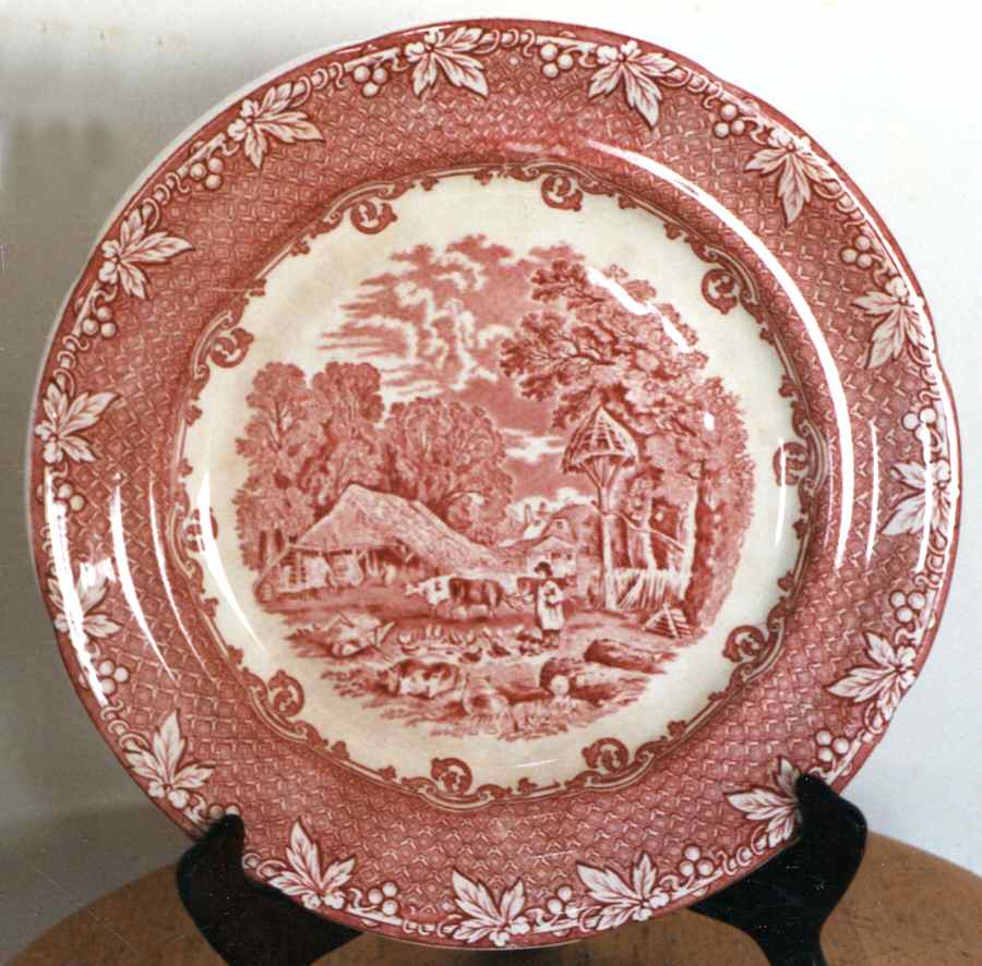 Farm Pink Dinner Plate by George Jones & Sons-1