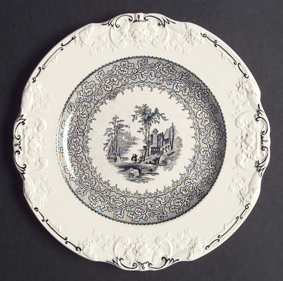 Genoa Black and White Dinner Plate by George Jones & Sons-1