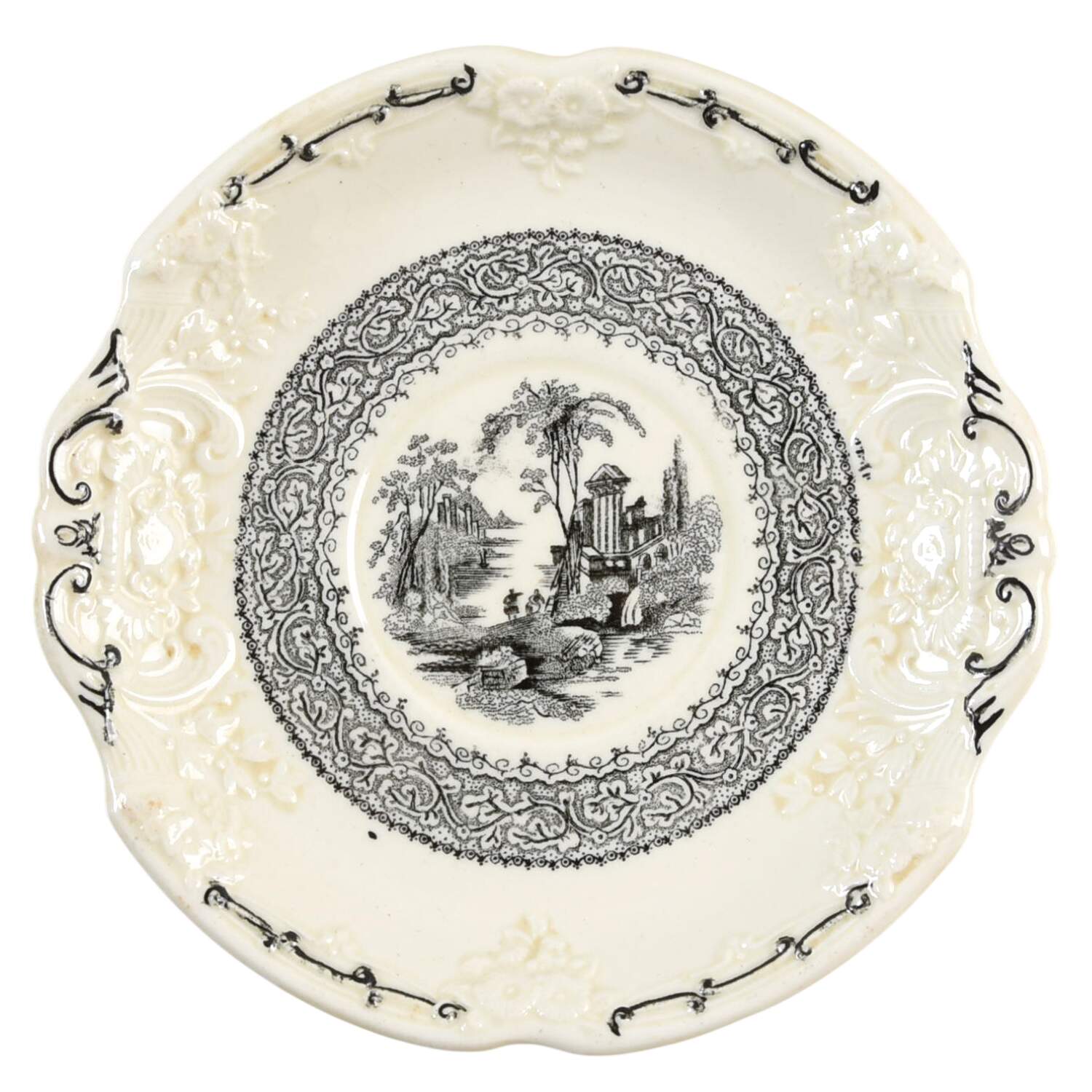 Genoa Black and White Saucer by George Jones & Sons-1