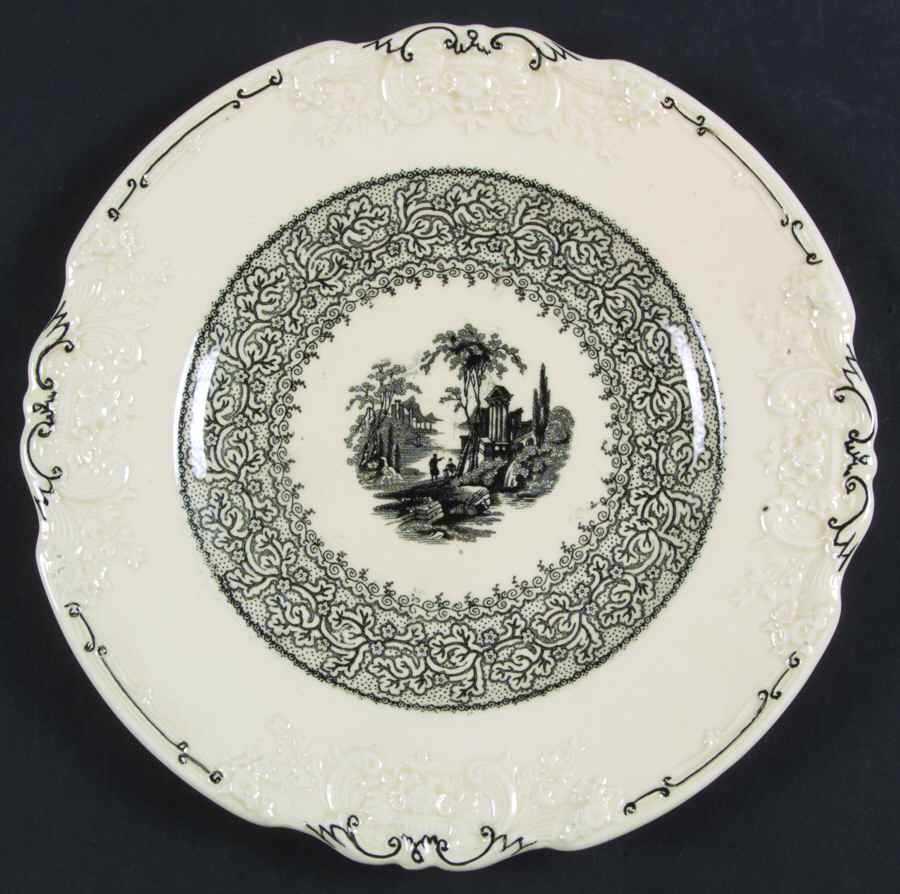 Genoa Black and White Salad Plate by George Jones & Sons-1