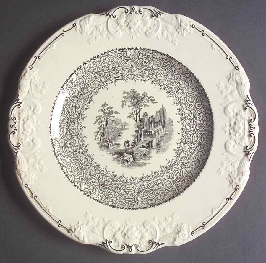 Genoa Black and White Dinner Plate by George Jones & Sons-1