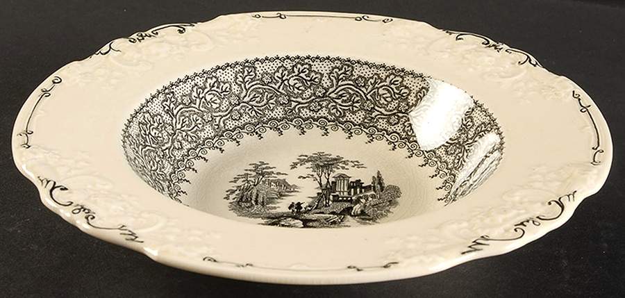 Genoa Black and White Rim Soup Bowl by George Jones & Sons-1