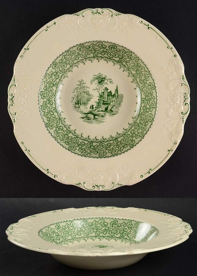 Genoa Green Rim Soup Bowl by George Jones & Sons-1