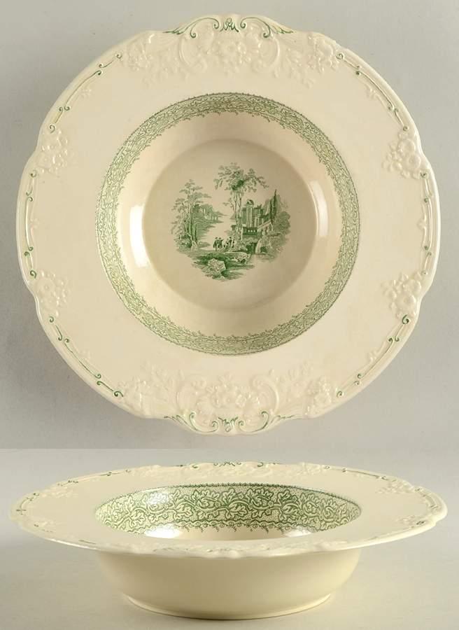 Genoa Green 10" Round Vegetable Bowl by George Jones & Sons-1