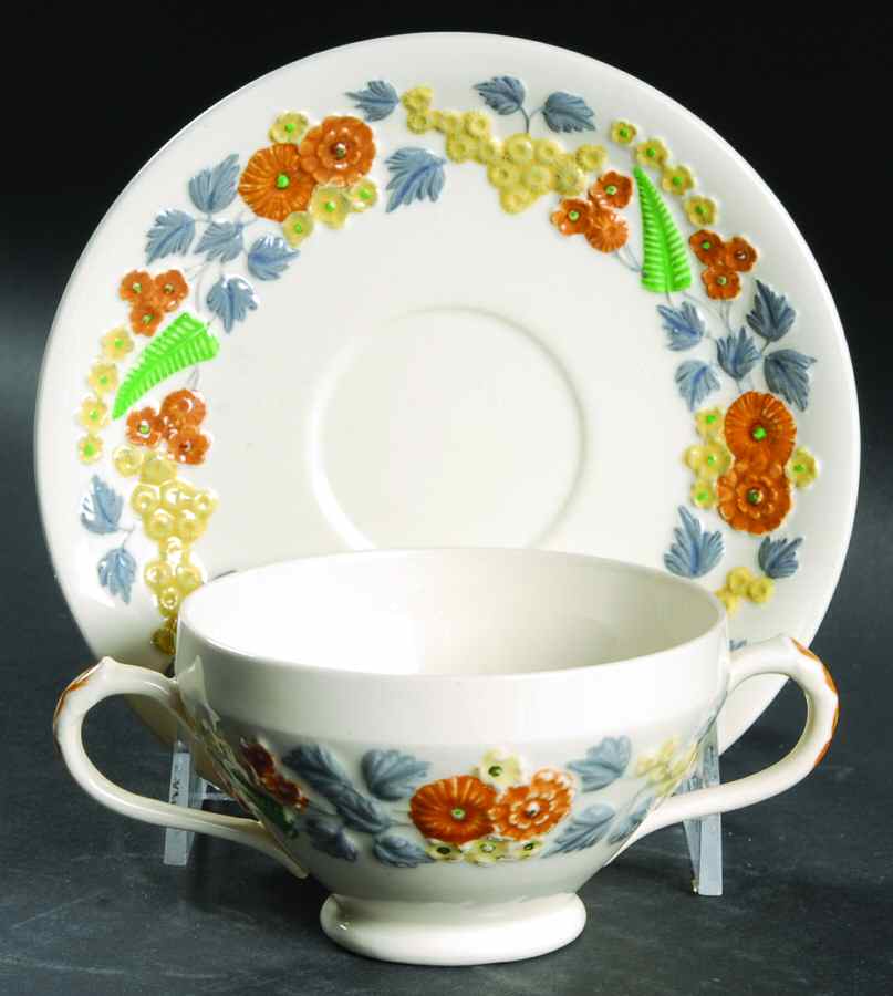 Golden Dawn Footed Bouillon Cup & Saucer by George Jones & Sons-1