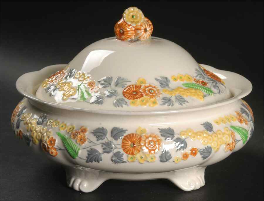 Golden Dawn Round Covered Vegetable by George Jones & Sons-1