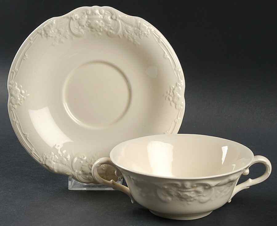Marlborough Flat Cream Soup Bowl & Saucer Set by George Jones & Sons-1