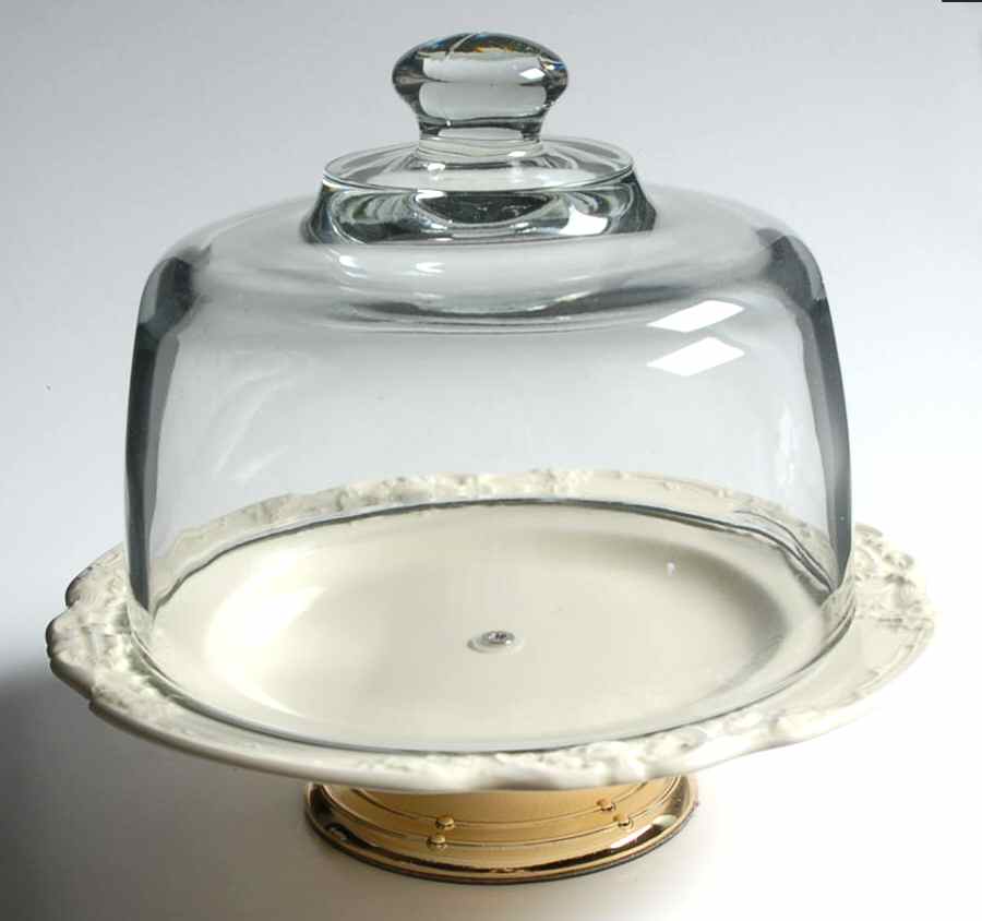 Marlborough 6 1/2"-7 1/2" Footed Cheese Plate w/ Glass Dome HC by George Jones & Sons-1