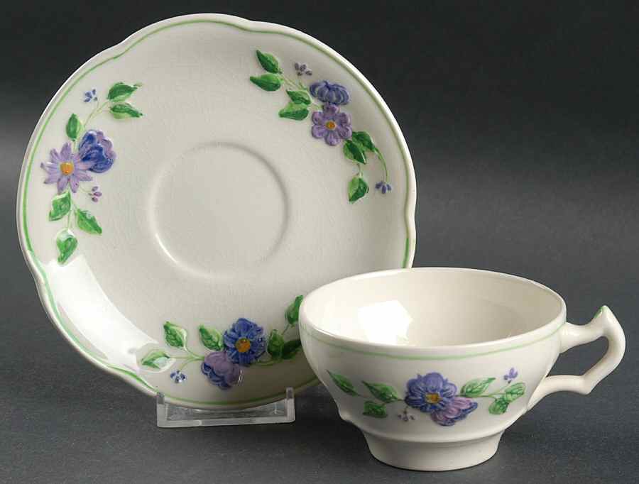 Maytime Flat Cup & Saucer Set by George Jones & Sons-1