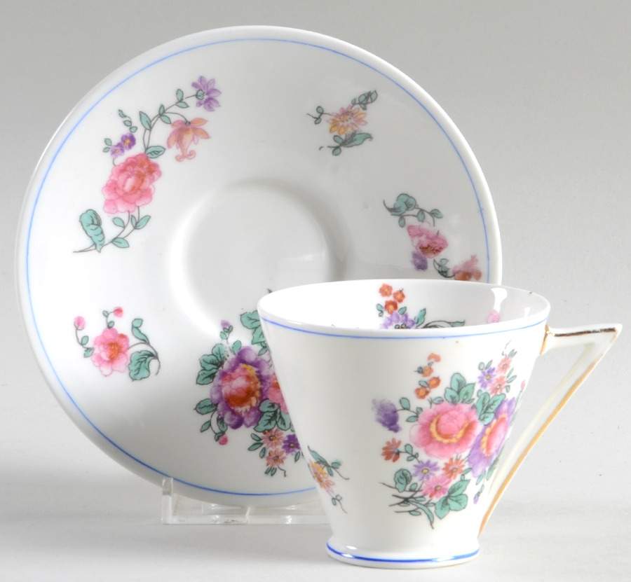 Olde English (Scalloped) Footed Demitasse Cup & Saucer Set by George Jones & Sons-1