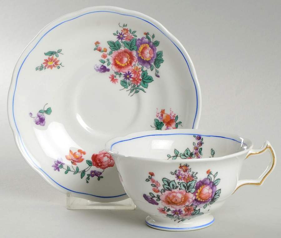 Olde English (Scalloped) Footed Cup & Saucer Set by George Jones & Sons-1