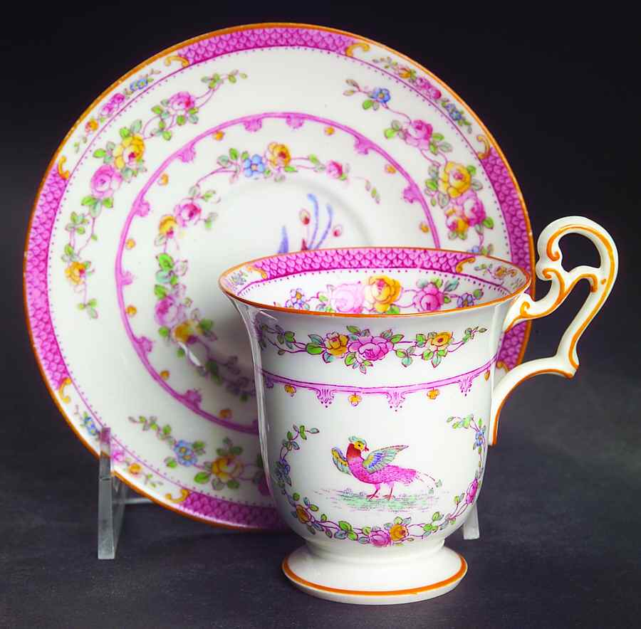 Paradise Pink Chocolate Cup & Saucer Set by George Jones & Sons-1