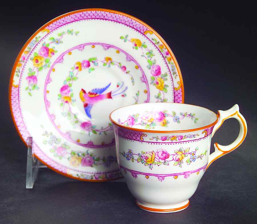 Paradise Pink Footed Demitasse Cup & Saucer Set by George Jones & Sons-1