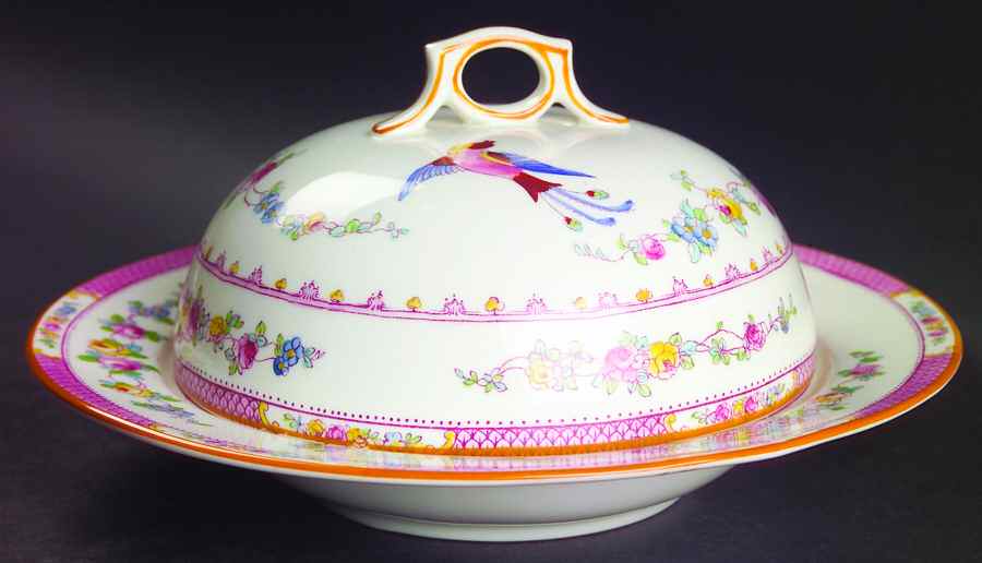 Paradise Pink Muffin Dish & Lid by George Jones & Sons-1