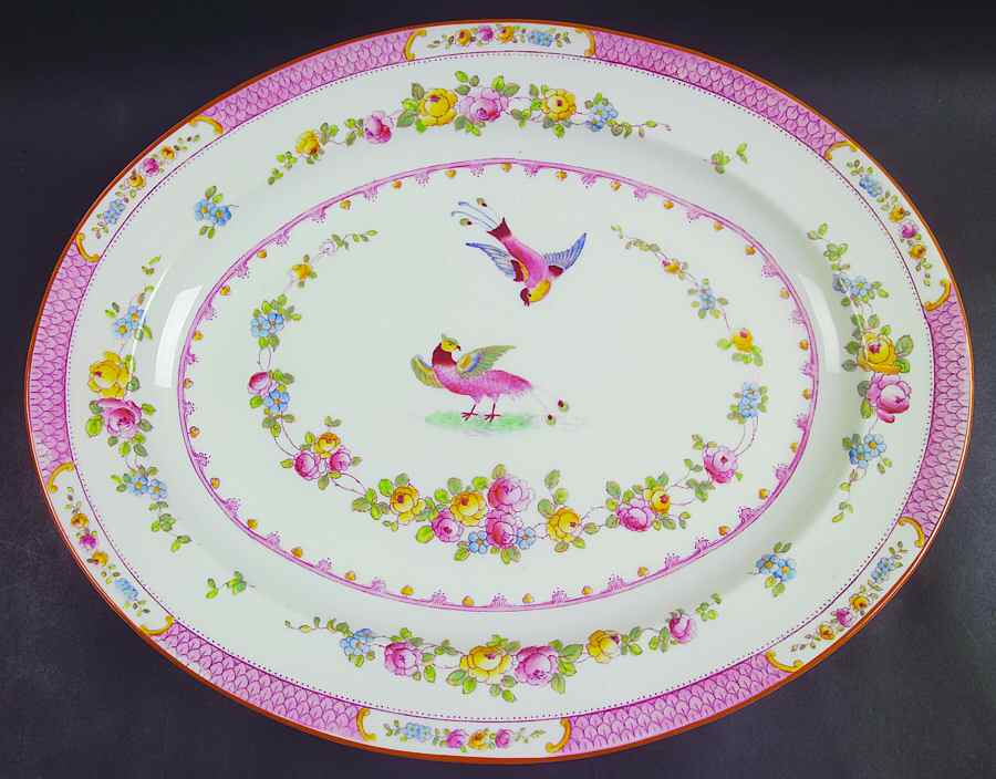 Paradise Pink 17" Oval Serving Platter by George Jones & Sons-1