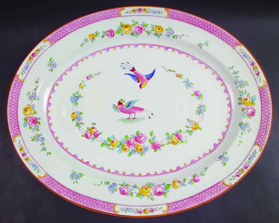 Paradise Pink 18" Oval Serving Platter by George Jones & Sons-1