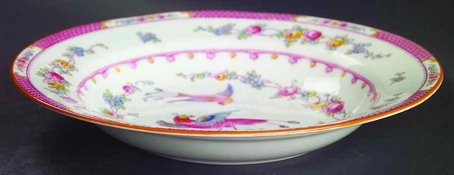 Paradise Pink Rim Soup Bowl by George Jones & Sons-1