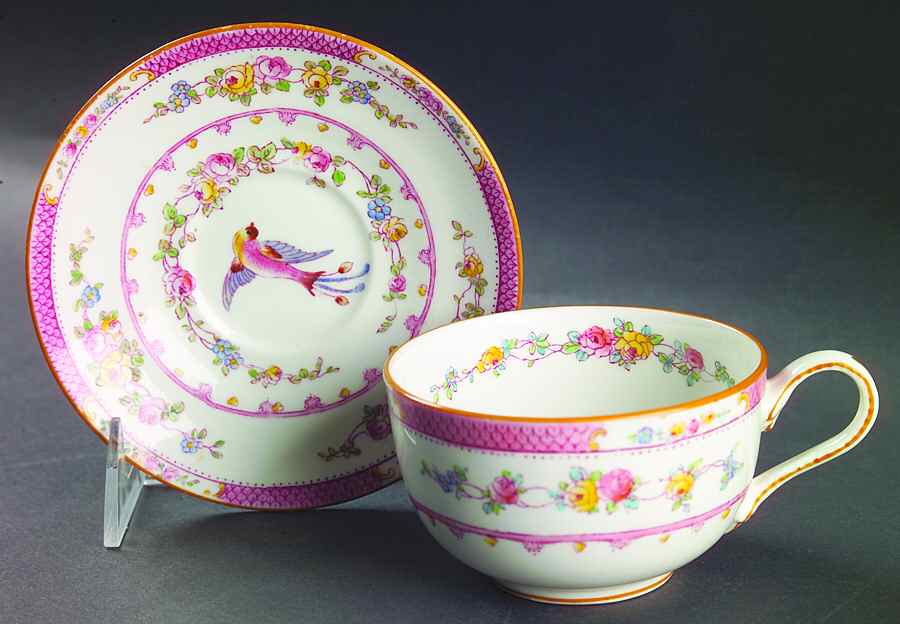 Paradise Pink Flat Cup & Saucer Set by George Jones & Sons-1