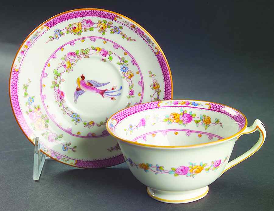 Paradise Pink Footed Cup & Saucer Set by George Jones & Sons-1