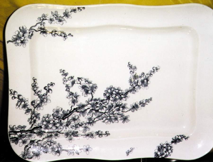 Peach Blow Blue Rectangular Serving Platter by George Jones & Sons-1