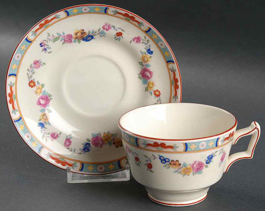The Rosedale Footed Cup & Saucer Set by George Jones & Sons-1
