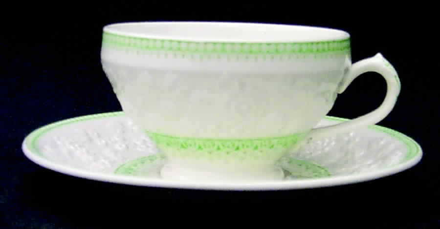 Shannon Green Footed Cup & Saucer Set by George Jones & Sons-1