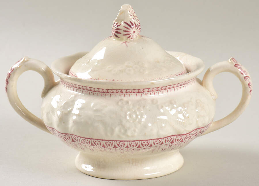 Shannon Pink Sugar Bowl & Lid by George Jones & Sons-1