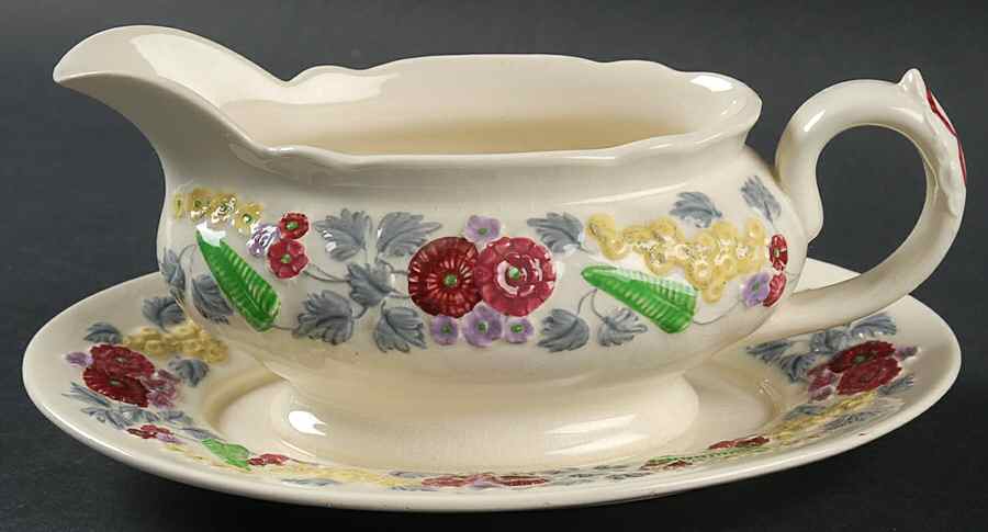 Westminster Gravy Boat with Attached Underplate by George Jones & Sons-1