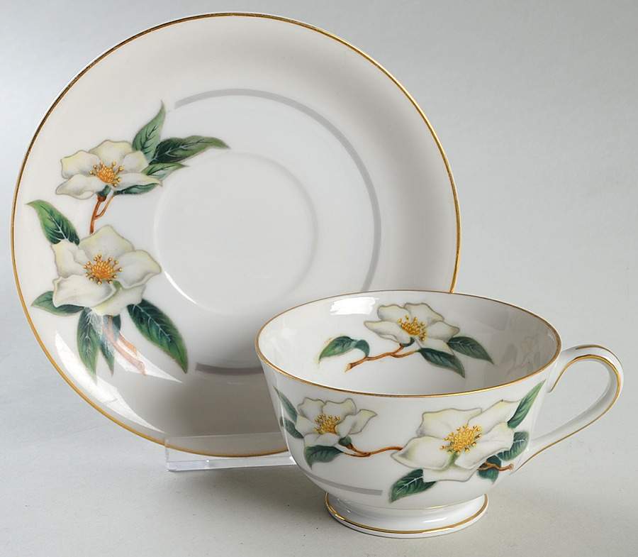 Christmas Rose Footed Cup & Saucer Set by Jyoto-1