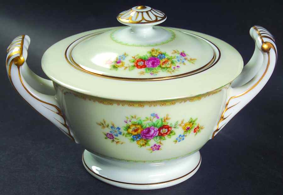 Green Traditional Sugar Bowl & Lid by Jyoto-1